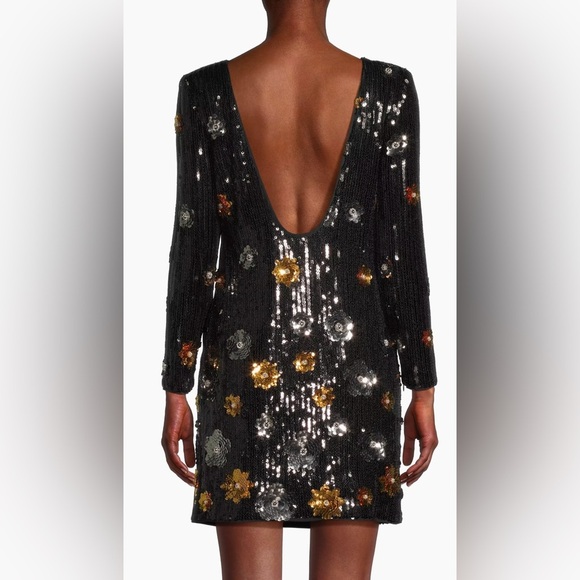 Milly Selene 3D Floral Sequins Backless Dress.  New Beautiful elegant - Picture 5 of 11